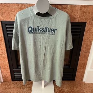 Quicksilver Light Green Tee with Retro Logo